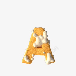 清新饼干字母CC4D立体奶油装饰字母元素高清图片