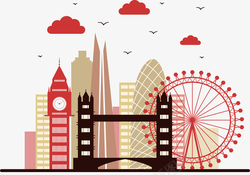 伦敦塔桥伦敦景点建筑剪影矢量图高清图片
