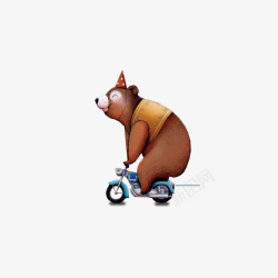 马戏团小熊卡通骑摩托车的小熊高清图片