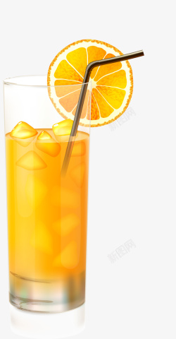 夏季饮料加冰橙汁素材