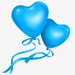 蓝色荧光蓝色手绘彩带心形气球装饰图案高清图片