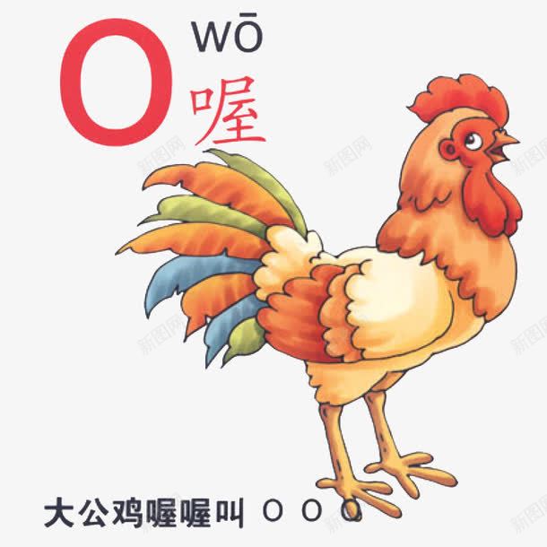 汉语拼音之Opng免抠素材_新图网 https://ixintu.com 公鸡 卡通手绘 幼儿 拼音卡片 教育 汉语拼音 汉语言之美 装饰