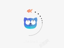 小猫与鱼加载图素材