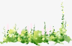 手绘水彩绿色的植物涂鸦素材