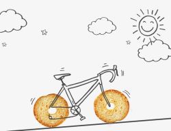 自行车线创意手绘面包自行车图案高清图片