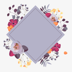花卉装饰边框设计紫色花卉装饰边框矢量图高清图片