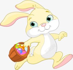 奔跑的小兔子提着篮子快乐的兔子高清图片