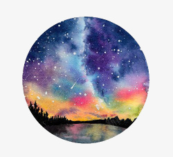 水彩星空素材
