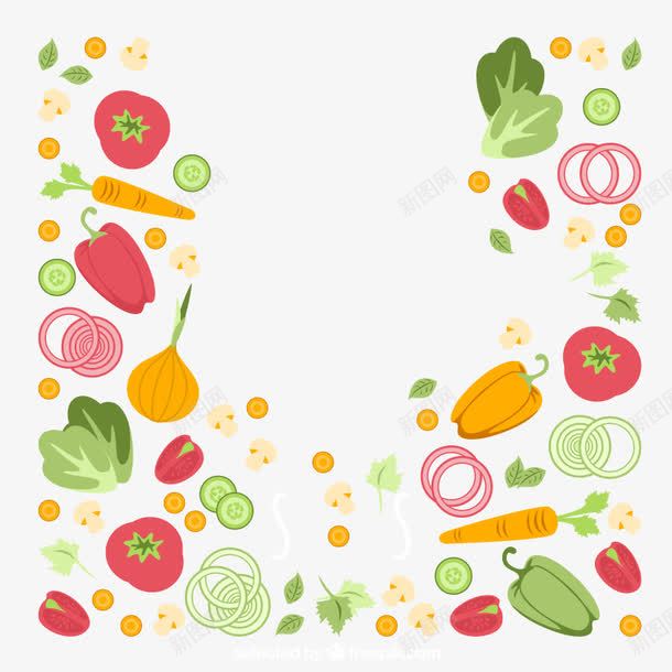 蔬菜边框png免抠素材_新图网 https://ixintu.com 生菜 绿色食品 胡萝卜 食物