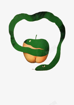 亚当和夏娃绿色毒蛇苹果书刊封面高清图片