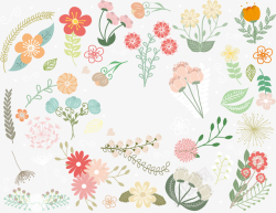 创意花卉花朵清新水彩植物花卉矢量图高清图片