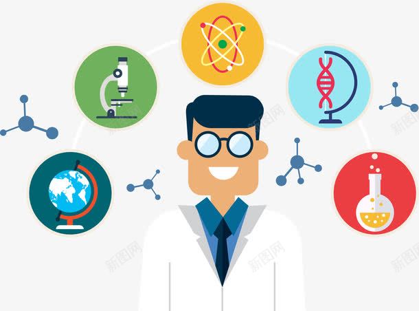 科学家png免抠素材_新图网 https://ixintu.com 仪器 分子 化学 研究 科研人员