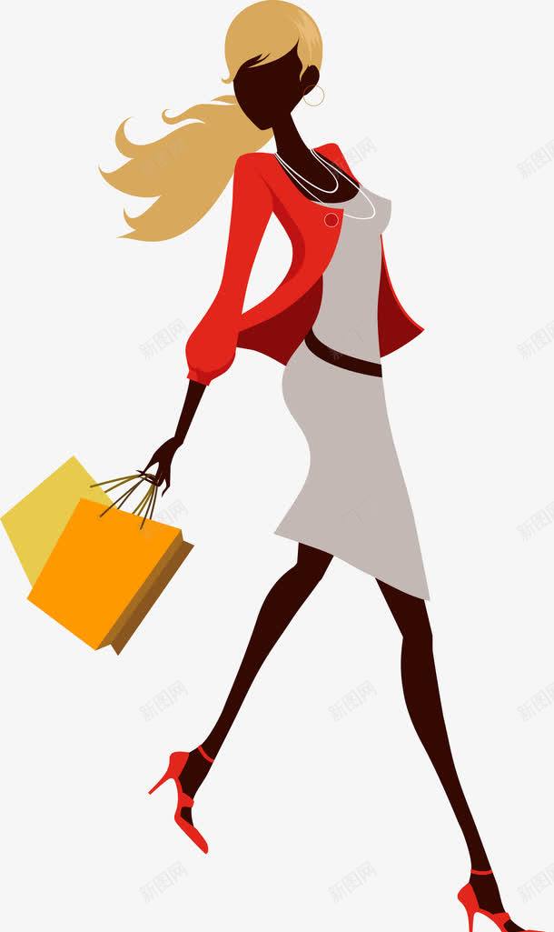 提着购物袋的女人png免抠素材_新图网 https://ixintu.com 人物 人物矢量图 卡通人物 女人 女性 客户 新客户 新老客户 消费者 矢量女人 老客户