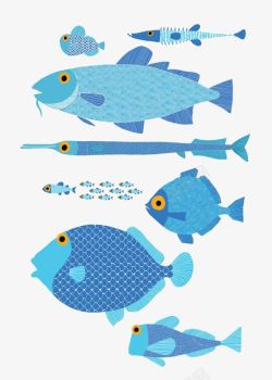 蓝色带鱼小鱼高清图片