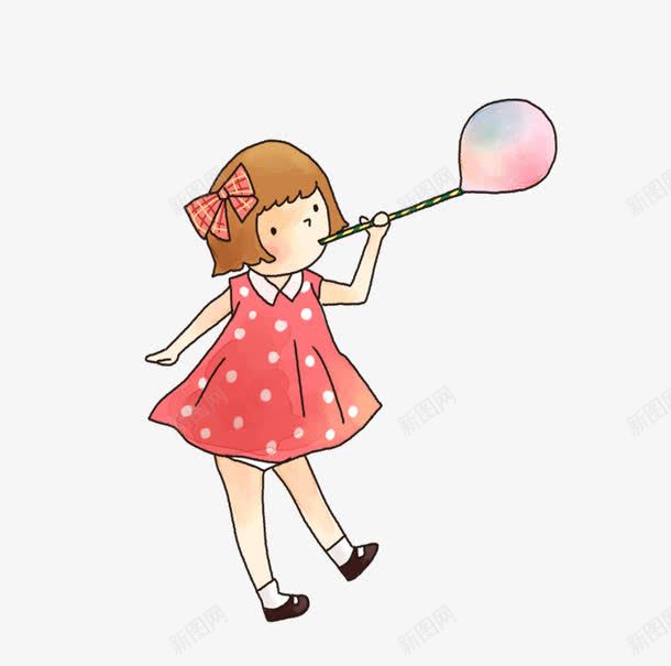 吹气球的小女孩png免抠素材_新图网 https://ixintu.com 吹气球 小朋友 气球