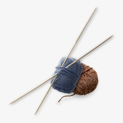 编织围巾两个毛线球和编织针高清图片