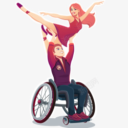 能力缺陷者残疾人芭蕾舞表演插画矢量图高清图片