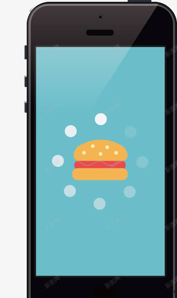 手机订餐png免抠素材_新图网 https://ixintu.com 卡通手机 手机订餐 汉堡包 肯德基