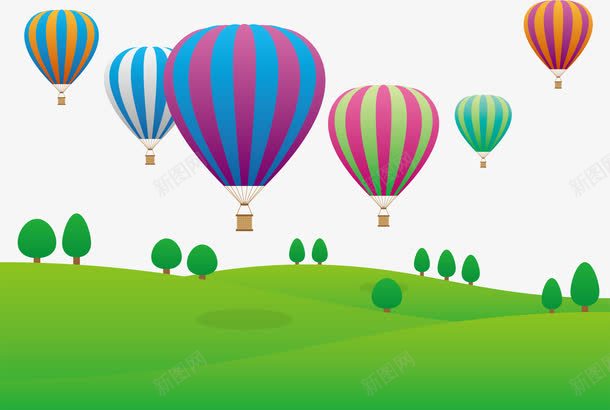 氢气球png免抠素材_新图网 https://ixintu.com 卡通 手绘 氢气球 绿色 草地