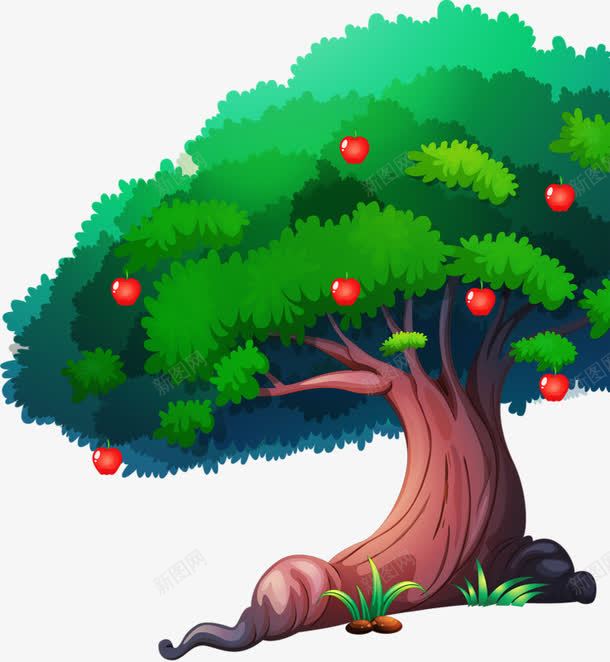 手绘苹果树png免抠素材_新图网 https://ixintu.com 果子 果实 水果 绿色 苹果树 食物