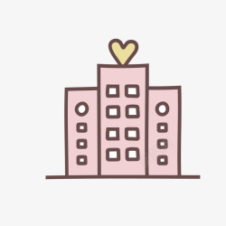 婚礼建筑可爱的粉色城市酒店图标高清图片