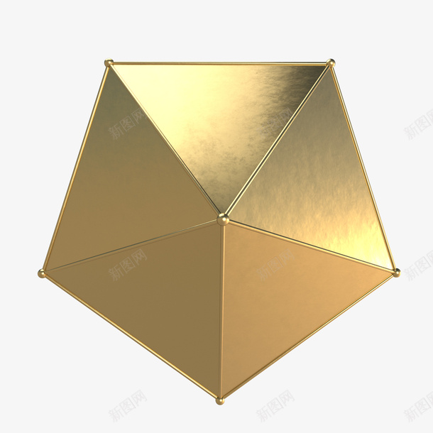 金色的多面体几何png免抠素材_新图网 https://ixintu.com 3D几何 几何 创意 反光 大方 点线结构 立体 金属 金色