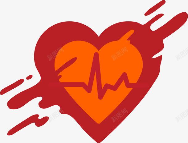 红色爱心献血图标png_新图网 https://ixintu.com 公益 分界线 心电图 心跳折线 心跳线图 献血 红色爱心 红色线条