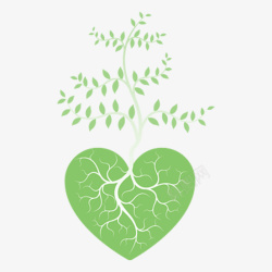 生命力手绘绿色植物心形树根高清图片