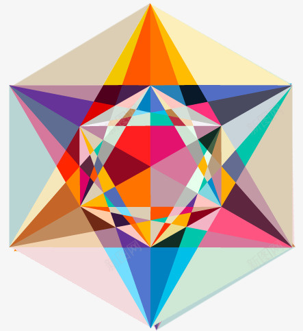 彩色三角型钻石png免抠素材_新图网 https://ixintu.com 六边形 多边形 钻石效果 颜色渐变