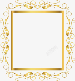 对称图形金色花边相框高清图片