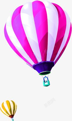彩色炫丽条纹热气球素材