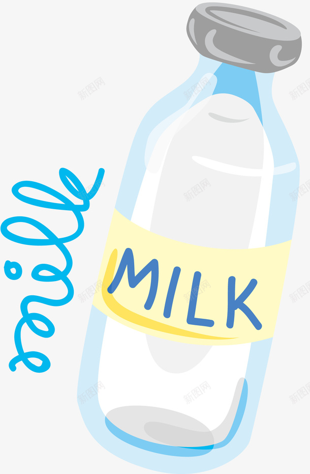 装饰牛奶瓶矢量图ai免抠素材_新图网 https://ixintu.com milk 牛奶 玻璃瓶 矢量牛奶 饮品 矢量图
