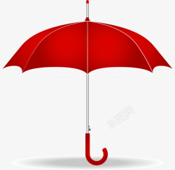 手绘红色雨伞素材