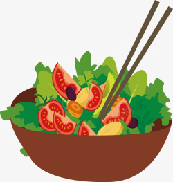 凉拌青木瓜沙拉手绘卡通美味菜品矢量图高清图片