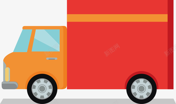 红色货车智能物流png免抠素材_新图网 https://ixintu.com 安全 快递 智能物流 物流 红色 纸盒 装东西 货车 送货