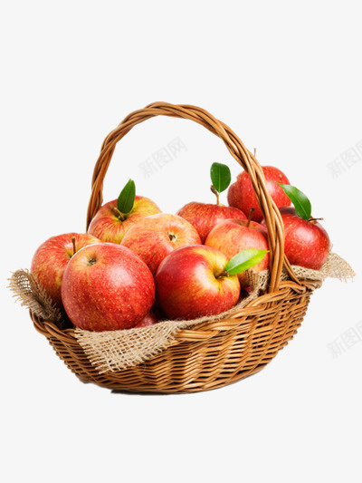 一篮子的苹果png免抠素材_新图网 https://ixintu.com 小苹果 树叶 水果 红色