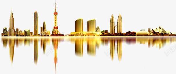 上海夜景png免抠素材_新图网 https://ixintu.com 上海 东方明珠塔 倒影 地产 城市现代上海 建筑 海岸 海景