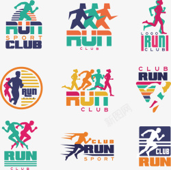 彩色图标素材彩色时尚跑步运动图标矢量图高清图片