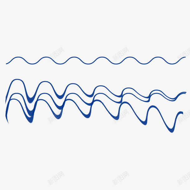 波浪线条四条png免抠素材_新图网 https://ixintu.com 四 波浪 线 蓝色