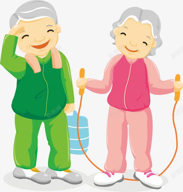 健康老人png免抠素材_新图网 https://ixintu.com 健康老人 健身 卡通人物 娱乐 年迈的母亲 幸福的老两口 快乐 红色 绿色 老当益壮 跳绳 运动 运动老人 锻炼