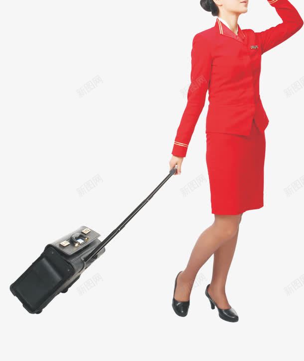 2017拉行李箱的女人png免抠素材_新图网 https://ixintu.com 制服小姐 礼仪小姐 红色制服