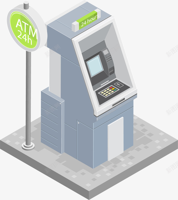 手绘立体ATM矢量图ai免抠素材_新图网 https://ixintu.com 24小时营业 ATM 手绘 立体 银行自助柜员机 矢量图