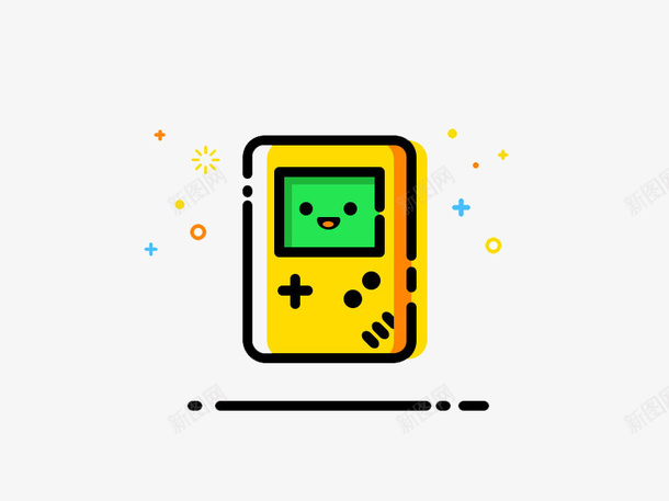mbe风格游戏机png免抠素材_新图网 https://ixintu.com 几何形状 加号 可爱 彩色游戏机 抽象 按钮 游戏机 电子游戏机元素 绿色 黄色