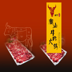 潮汕牛肉拼盘中式潮汕牛肉火锅背景高清图片
