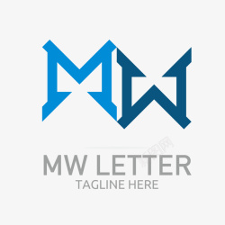深蓝浅蓝M和W的logo矢量图图标高清图片
