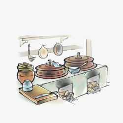 煮饭锅厨房灶台高清图片