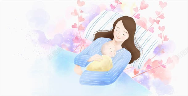 抱小孩的妈妈png免抠素材_新图网 https://ixintu.com 免费素材 卡通 妈妈抱宝宝漫画 月子中心 温馨 美丽
