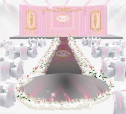 T形台粉色欧式婚礼效果图高端高清图片
