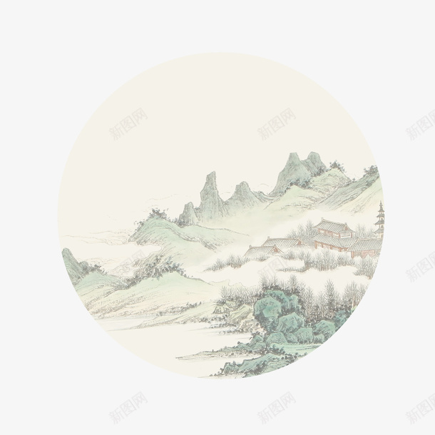 清明水墨风圆形山水画psd免抠素材_新图网 https://ixintu.com 150DPI 传统风景画 圆形山水画 山水画壁纸 水墨山水画 清明水墨风 清明节日 清明节海报 清明节踏青 源文件