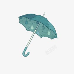 绿色雨滴雨伞卡通素材